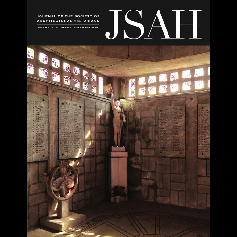 The cover of the Journal of the Society of Architectural Historians. The image on the front is the interior of a historic structure. 